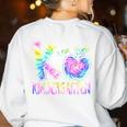 K Is For Kindergarten Teacher Tie Dye Back To School Kinder Women's Sweatshirt Back Print White K Is For Kindergarten Teacher Tie Dye Back To School Kinder Women's Sweatshirt Back Print White