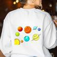 Kids Solar Systems Cute Planets Space Science Teacher School Women's Sweatshirt Back Print White Kids Solar Systems Cute Planets Space Science Teacher School Women's Sweatshirt Back Print White