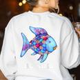 Be Kind Rainbow Fish Teacher Life Teaching Back To School Women's Sweatshirt Back Print White Be Kind Rainbow Fish Teacher Life Teaching Back To School Women's Sweatshirt Back Print White