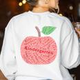 Kindergarten Apple Word Art For Teachers & Students Women's Sweatshirt Back Print White Kindergarten Apple Word Art For Teachers & Students Women's Sweatshirt Back Print White