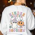 Kindergarten Boo Crew Halloween Floral Ghost Kinder Teacher Women's Sweatshirt Back Print White