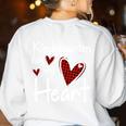 Kindergarten Has My Heart Buffalo Print Teacher Valentine Women's Sweatshirt Back Print White Kindergarten Has My Heart Buffalo Print Teacher Valentine Women's Sweatshirt Back Print White