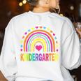 Kindergarten Rainbow Girls Boys Teacher Team Kinder Squad Women's Sweatshirt Back Print White