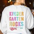 KINDERGARTEN ROCKS Teacher Crew Rock Star Kinder Team Women's Sweatshirt Back Print White KINDERGARTEN ROCKS Teacher Crew Rock Star Kinder Team Women's Sweatshirt Back Print White