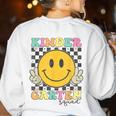 Kindergarten Squad Smile Face Teachers Kids Back To School Women's Sweatshirt Back Print White
