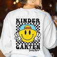 Kindergarten Teacher Hippie Smile Face Back School Women's Sweatshirt Back Print White Kindergarten Teacher Hippie Smile Face Back School Women's Sweatshirt Back Print White