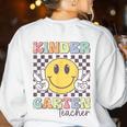 Kindergarten Teacher Team Hippie Smile Face Back To School Women's Sweatshirt Back Print White Kindergarten Teacher Team Hippie Smile Face Back To School Women's Sweatshirt Back Print White