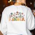 Kindergarten Teacher Wildflower Back To School Floral Outfit Men Women Women's Sweatshirt Back Print White Kindergarten Teacher Wildflower Back To School Floral Outfit Men Women Women's Sweatshirt Back Print White