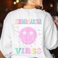 Kindergarten Vibes First Day Of School Kindergarten Teacher Women's Sweatshirt Back Print White Kindergarten Vibes First Day Of School Kindergarten Teacher Women's Sweatshirt Back Print White
