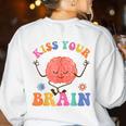 Kiss Your Brain Sped Teacher Appreciation Back To School Kid Women's Sweatshirt Back Print White Kiss Your Brain Sped Teacher Appreciation Back To School Kid Women's Sweatshirt Back Print White