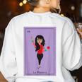 La Maestra Mexican Bingo Card Teacher Lottery Card Women's Sweatshirt Back Print White La Maestra Mexican Bingo Card Teacher Lottery Card Women's Sweatshirt Back Print White