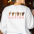 Latina ASL American Sign Language Latina Power ASL Teacher Women's Sweatshirt Back Print White Latina ASL American Sign Language Latina Power ASL Teacher Women's Sweatshirt Back Print White