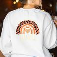Leopard Rainbow Thankful Thanksgiving Teacher Women Kids Women's Sweatshirt Back Print White Leopard Rainbow Thankful Thanksgiving Teacher Women Kids Women's Sweatshirt Back Print White