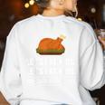 Let's Eat Kids Grammar For Thanksgiving Teacher Women's Sweatshirt Back Print White