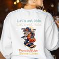 Let's Eat Kids Grammar Werewolf Halloween Teacher Women's Sweatshirt Back Print White Let's Eat Kids Grammar Werewolf Halloween Teacher Women's Sweatshirt Back Print White