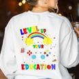 Level Up Your Education Gaming Inspired Teacher Gamers For Men Women Kids Women's Sweatshirt Back Print White Level Up Your Education Gaming Inspired Teacher Gamers For Men Women Kids Women's Sweatshirt Back Print White