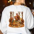 Librarian Turkey Reading Book Fall Thanksgiving Teacher Book Women's Sweatshirt Back Print White Librarian Turkey Reading Book Fall Thanksgiving Teacher Book Women's Sweatshirt Back Print White