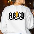 Lightning Pencil Rock'n Roll ABCD Teacher Back To School Kid Women's Sweatshirt Back Print White