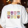 Literacy Is My Jam And I'm Here To Spread Literacy Teacher Women's Sweatshirt Back Print White Literacy Is My Jam And I'm Here To Spread Literacy Teacher Women's Sweatshirt Back Print White