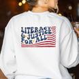 Literacy Justice For All Teacher Women's Sweatshirt Back Print White Literacy Justice For All Teacher Women's Sweatshirt Back Print White