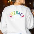 Literacy Squad Reading Teacher Interventionist Specialist Women's Sweatshirt Back Print White Literacy Squad Reading Teacher Interventionist Specialist Women's Sweatshirt Back Print White