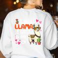 Llama Learning Teachers Students Alpaca Lover Back To School Women's Sweatshirt Back Print White Llama Learning Teachers Students Alpaca Lover Back To School Women's Sweatshirt Back Print White