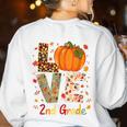 Love 2nd Grade Happy Fall Thanksgiving For 2nd Teacher For Men Women Girls Kids Women's Sweatshirt Back Print White Love 2nd Grade Happy Fall Thanksgiving For 2nd Teacher For Men Women Girls Kids Women's Sweatshirt Back Print White