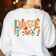 Love 5th Grade Thanksgiving Colorful Fall Leaves Teacher Women's Sweatshirt Back Print White Love 5th Grade Thanksgiving Colorful Fall Leaves Teacher Women's Sweatshirt Back Print White