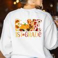 Love First Grade Happy Fall Thanksgiving Women 1st Teacher Women's Sweatshirt Back Print White Love First Grade Happy Fall Thanksgiving Women 1st Teacher Women's Sweatshirt Back Print White