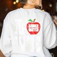 LOVE Kindergarten Teacher Student School Apple Women's Sweatshirt Back Print White