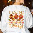 I Love My Kindergarten Turkeys Thanksgiving Teacher Students Women's Sweatshirt Back Print White