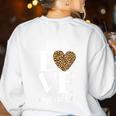 Love Leopard Print Teacher Cheetah School Inspire Teach Women's Sweatshirt Back Print White Love Leopard Print Teacher Cheetah School Inspire Teach Women's Sweatshirt Back Print White