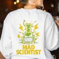 Mad Scientist Kids Youth Adult Science Teacher Chemistry Women's Sweatshirt Back Print White