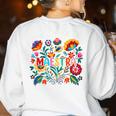 Maestra Flowers Spanish Teacher Cinco De Mayo Women's Sweatshirt Back Print White Maestra Flowers Spanish Teacher Cinco De Mayo Women's Sweatshirt Back Print White