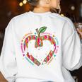 Maestra Pencil Spanish Teacher Bilingual 100 Days Of School Women's Sweatshirt Back Print White