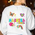 Maestra Spanish Teacher Back To School Maestra De Espanol Women's Sweatshirt Back Print White