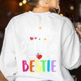 Matching Co-Teacher Best Friend She's My Bestie Work Team Women's Sweatshirt Back Print White Matching Co-Teacher Best Friend She's My Bestie Work Team Women's Sweatshirt Back Print White