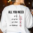 Math Graphs Mathematics Math Teacher Women's Sweatshirt Back Print White Math Graphs Mathematics Math Teacher Women's Sweatshirt Back Print White
