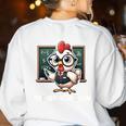Math Teacher Chicken Mathemachicken Pun Women's Sweatshirt Back Print White Math Teacher Chicken Mathemachicken Pun Women's Sweatshirt Back Print White