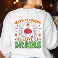 Math Teacher Love Brain Heart Skeleton Hand Zombie Halloween Women's Sweatshirt Back Print White Math Teacher Love Brain Heart Skeleton Hand Zombie Halloween Women's Sweatshirt Back Print White