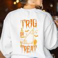 Math Teacher Nerd Student Halloween Trig Or Treat Women's Sweatshirt Back Print White Math Teacher Nerd Student Halloween Trig Or Treat Women's Sweatshirt Back Print White