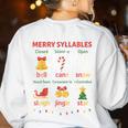 Merry Syllables Teacher Christmas Educational Kids Women's Sweatshirt Back Print White Merry Syllables Teacher Christmas Educational Kids Women's Sweatshirt Back Print White