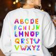 Monster ABC Cute Alphabet Halloween Teacher Costume Kids Women's Sweatshirt Back Print White Monster ABC Cute Alphabet Halloween Teacher Costume Kids Women's Sweatshirt Back Print White
