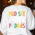 Multilingual Hispanic Heritage Spanish Teacher Maestra Women's Sweatshirt Back Print White Multilingual Hispanic Heritage Spanish Teacher Maestra Women's Sweatshirt Back Print White