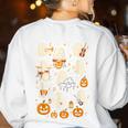 Music Teacher Orchestra Shirt Spooky Halloween Ghost Band Women's Sweatshirt Back Print White Music Teacher Orchestra Shirt Spooky Halloween Ghost Band Women's Sweatshirt Back Print White