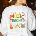 Music Teacher Music Sing Play Dance Choir Piano Women's Sweatshirt Back Print White Music Teacher Music Sing Play Dance Choir Piano Women's Sweatshirt Back Print White