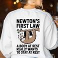 Newtons First Law Physics Jokes Science Teacher Women's Sweatshirt Back Print White