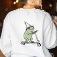 Off To Teach English Scooter Frog ESL Teacher Literature Women's Sweatshirt Back Print White