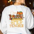 One Thankful Sped Teacher Cute Thanksgiving Women Women's Sweatshirt Back Print White