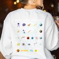 Outer Space Alphabet Kindergarten Teachers 1st Day Of School Women's Sweatshirt Back Print White